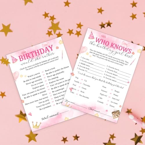 Birthday Girl Party Game Cards 30PCS Set for Adults