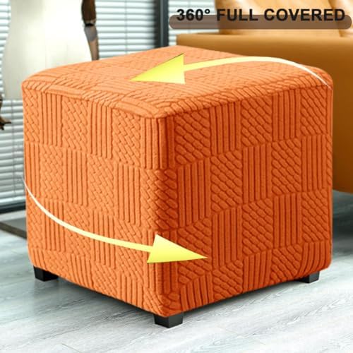 Bifaunvogel Square Ottoman Slipcover in Orange