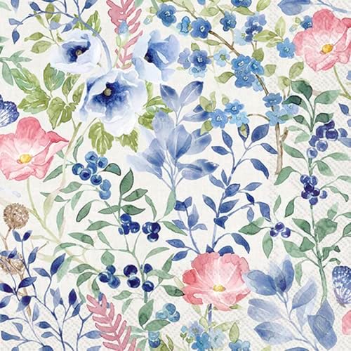 Ihr Ideal Home Range Cocktail Napkins 5x5 Indigo Flowers 20 Count