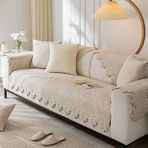 Vctops Farmhouse Cotton Quilted Sofa Cover