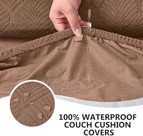 Genina Waterproof Sofa Cushion Cover - Stretch Fit Brown