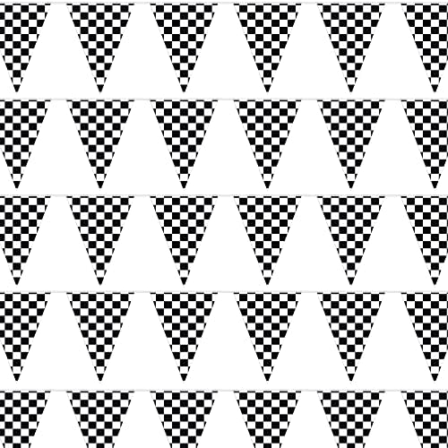 AnapoliZ Checkered Flags 100 FT Pennant Banner NASCAR Party Decor