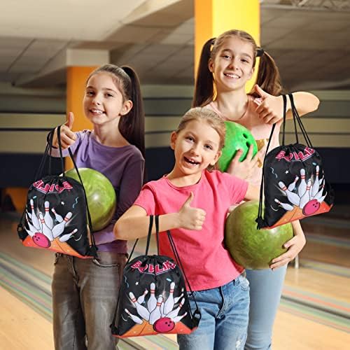 16 Pcs Bowling Style Drawstring Bags for Party Favs