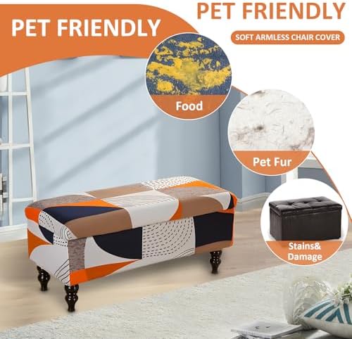 Storage Ottoman Cover with Built-in Box