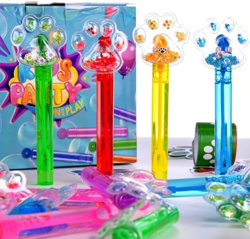 24PCS Glitter Paw Print Bubble Wands for Kids Party Favors