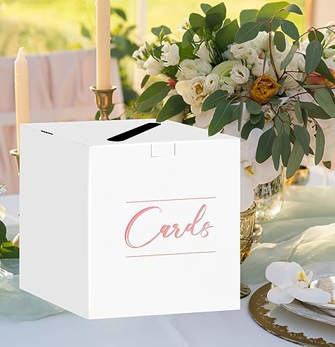 HEIPINIUYE White Pink Card Box Wedding Gift Holder for Parties Birthdays Raffles