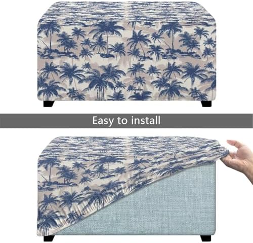 Talayituse Palm Tree Print Ottoman Cover for Rectangle Ottomans