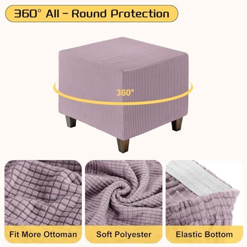 Uxcell Ottoman Cover Square Light Purple Small