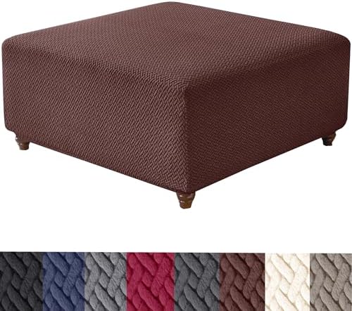 HFCNMY Square Ottoman Slipcover Stretch Jacquard Cover