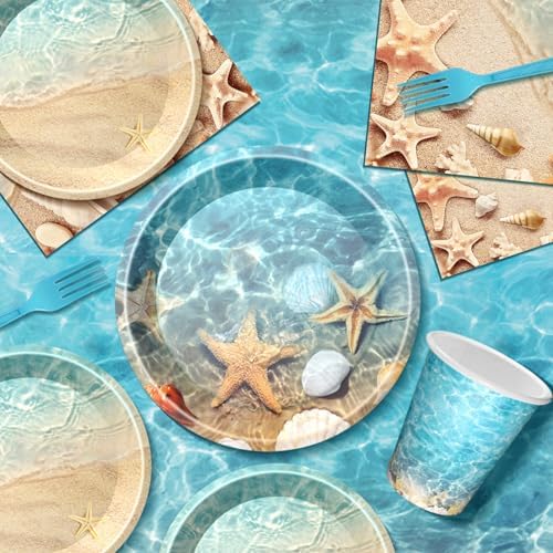 Seashell Party Supplies Ocean Beach Theme Tableware Set for 24 Guests