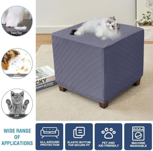 Bifaunvogel Square Ottoman Slipcover Dark Gray