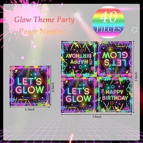 Glow Party Napkins 40Pcs Neon Birthday Supplies
