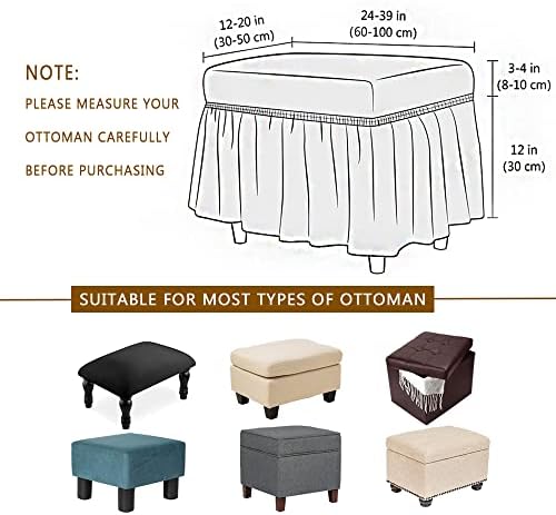 GAWEKIQE High Stretch Seersucker Ottoman Slipcover with Skirt