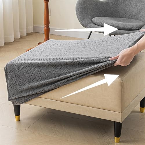 Heavyoff Ottoman Cover Rectangular Stretchable Thick Washable Pink Large