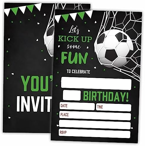 AWSICE Soccer Birthday Invitations 20-Pack with Envelopes