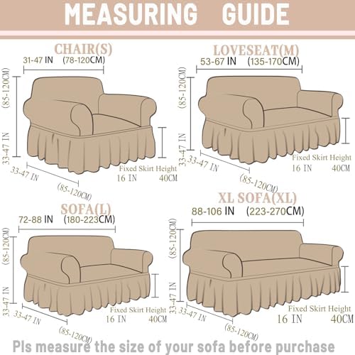 Jeloris Stretch Sofa Slipcover with Skirt Durable and Washable