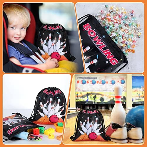 16 Pcs Bowling Style Drawstring Bags for Party Favs