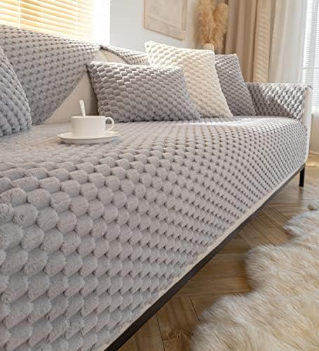 vctops Fluffy Faux Fur Sofa Cover Non Slip Warm Sectional Slipcover