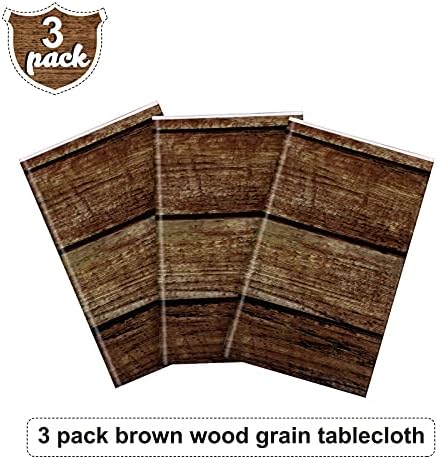 Irenare Rustic Plastic Table Covers with Brown Wood Grain