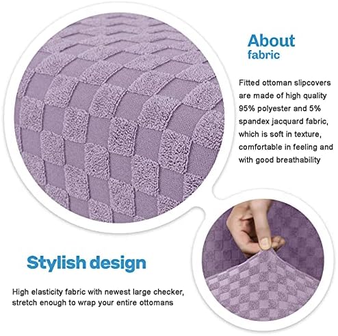 Light Purple Square Ottoman Slipcover with Elastic Bottom