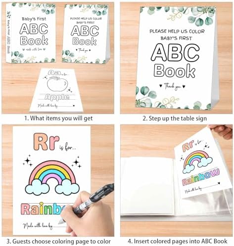 Babys First ABC Book Baby Shower Keepsake Game