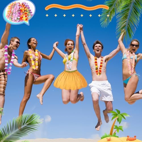 Atonofun 60-Piece Hawaiian Lei Set for Luau Parties