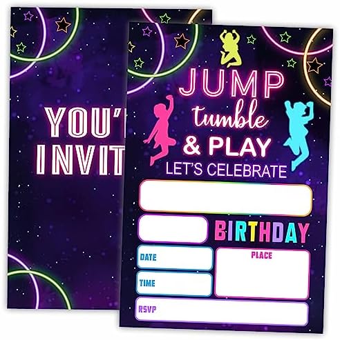 AWSICE Neon Glow Birthday Invites Double Sided