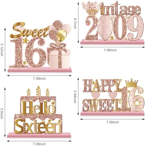 Yatufom 4 Piece Sweet 16 Birthday Centerpieces Decorations