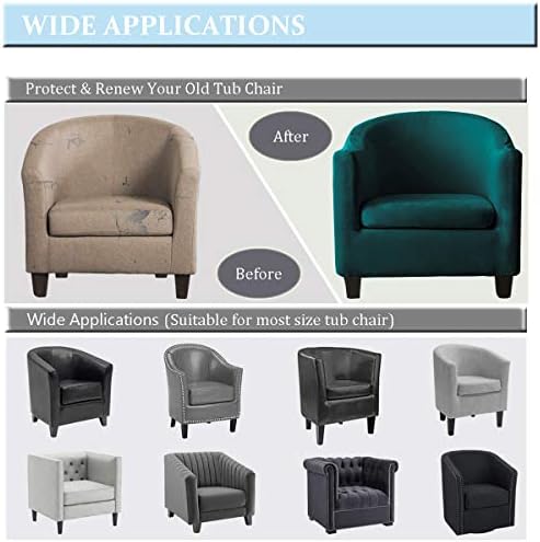 2 Piece Velvet Tub Chair Covers for Armchairs