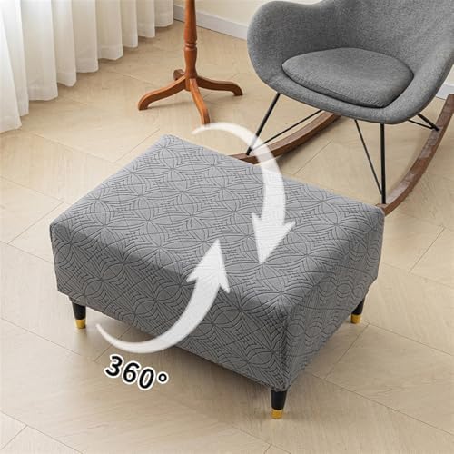 Heavyoff Ottoman Cover Rectangular Stretchable Thick Washable Pink Large