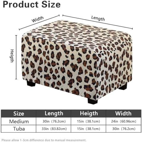 Leopard Print Stretch Ottoman Slipcover with Elastic Bottom
