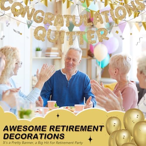Fulmoon Pre-Strung Congratulations Retirement Banner Funny Garland for Men Women Gifts