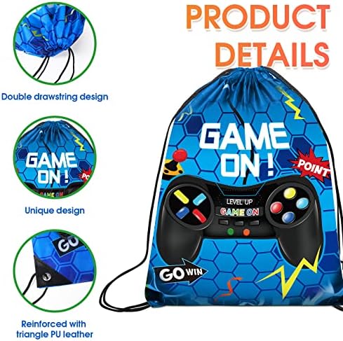 Eccliy 20 Pcs Video Game Drawstring Bags 12x10 Inch Party Favors