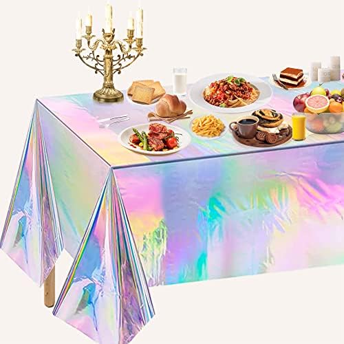OHOME 4 Pack Iridescent Tablecloths for Parties