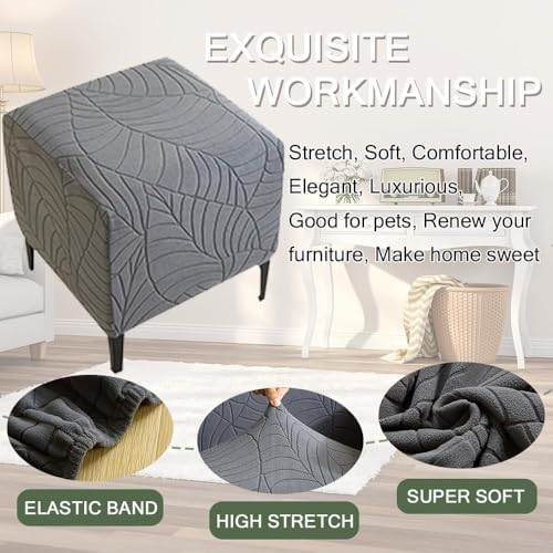 ZEaink Dark Gray Stretch Ottoman Slipcover Protector