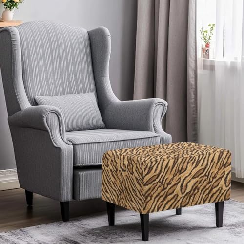 Tiger Print Ottoman Cover Stretch Folding Stool Furniture Protector
