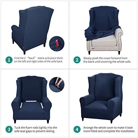YEMYHOM Wingback Chair Slipcover with Jacquard Design and Foam Rods