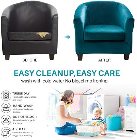 MIFXIN Velvet Green Tub Chair Slipcover 2 Piece Set
