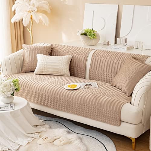 vctops Geometric Quilted Velvet Sofa Cover