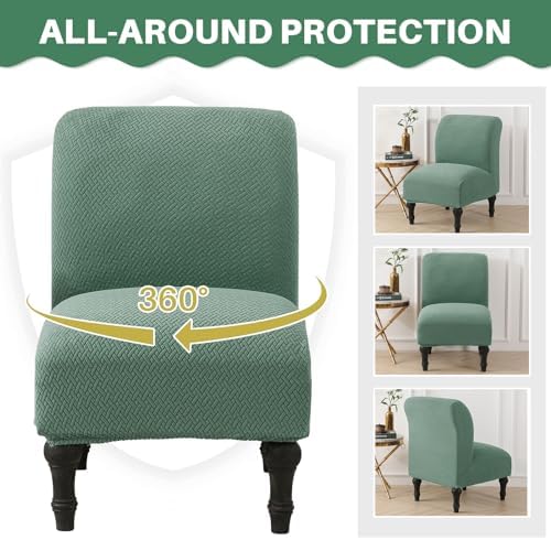 MIFXIN Armless Accent Chair Cover Jacquard Green