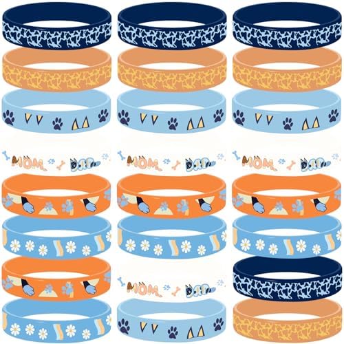 Blue Dog Theme Party Favors 24 Piece Silicone Bracelets