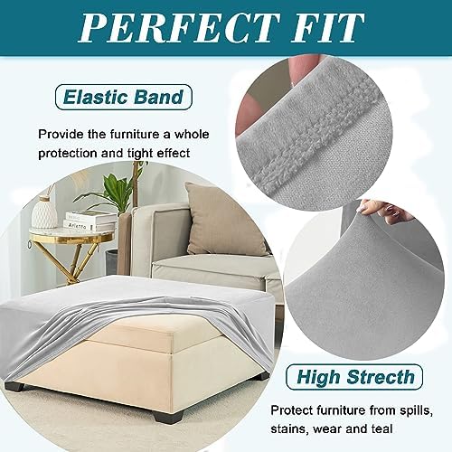 HFCNMY Stretch Velvet Stool Cover - Light Gray