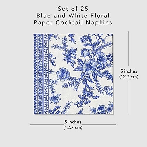 Coterie Blue Floral Paper Napkins Set of 25