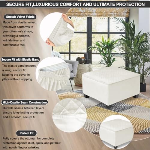NeColorLife Waterproof Square Ottoman Cover