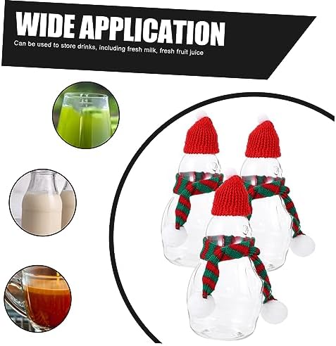 ORFOFE 4pcs Christmas Snowman Beverage Bottles with Caps
