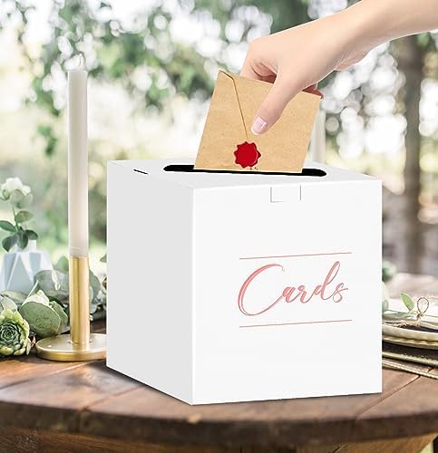 HEIPINIUYE White Pink Card Box Wedding Gift Holder for Parties Birthdays Raffles