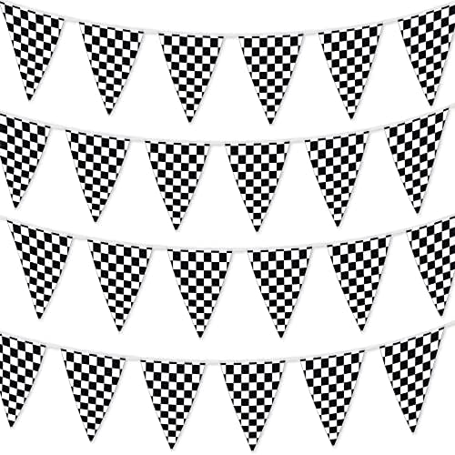 AnapoliZ Checkered Flags 100 FT Pennant Banner NASCAR Party Decor
