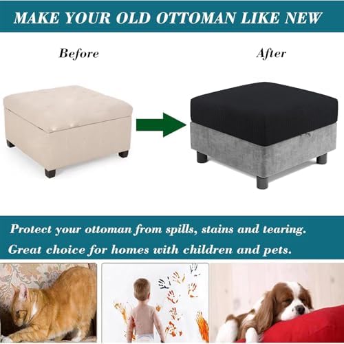 YOCOVER Stretch Modular Storage Ottoman Cover Dark Grey 1pcs