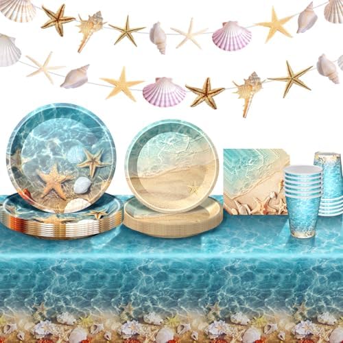 Seashell Party Supplies Ocean Beach Theme Tableware Set for 24 Guests