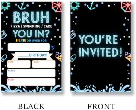 Boy Pool Birthday Party Invitation Set of 20 with Envelopes